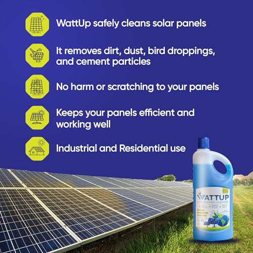 Image of Solar Panel Cleaning Liquid | 100% Non-Acidic & Biodegradable | Removes Heavy Stains, Improves Power Generation Efficiency & Easy to Use | Safe for glass, panels, rails & metals - 1Ltr