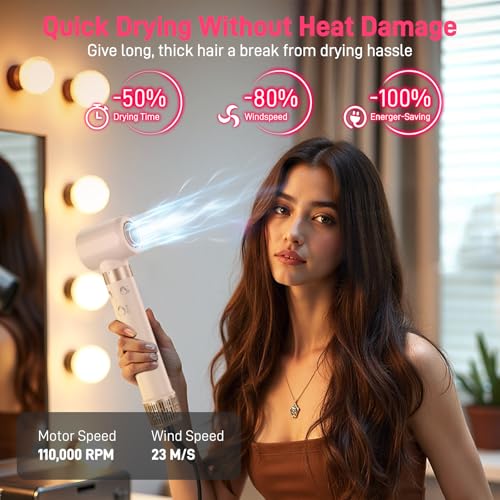 Image of MESCOMB 5 in 1 Hair Styler, 110000 RPM Ultra-Fast Drying, Automatic Hot-Air Curling, Smooth Straightening,Peach