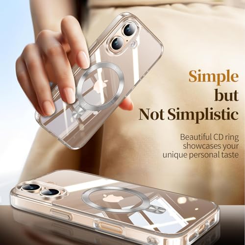 Image of ESTPEAK CD Mag-Stand Case for iPhone 16 Plus Case with Invisible Magnetic Ring, [Compatible with MagSafe] [Never Yellowing] Top Clear Phone Case Cover for iPhone 16 Plus 6.7 inch Men Women, Clear