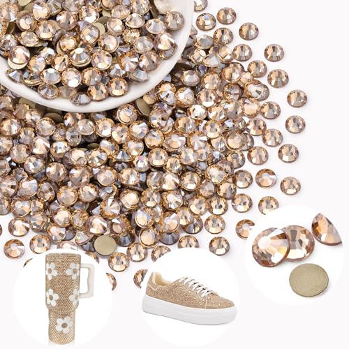 Image of 400PCS SS30 /6mm Crystal Glass Rhinestones for Bedazzling (Golden Shadow) | Flatback Rhinestones for Crafting DIY Nail Art Makeup Decoration, Gems Diomand Charms for Tumbler Shoes Clothing Mug
