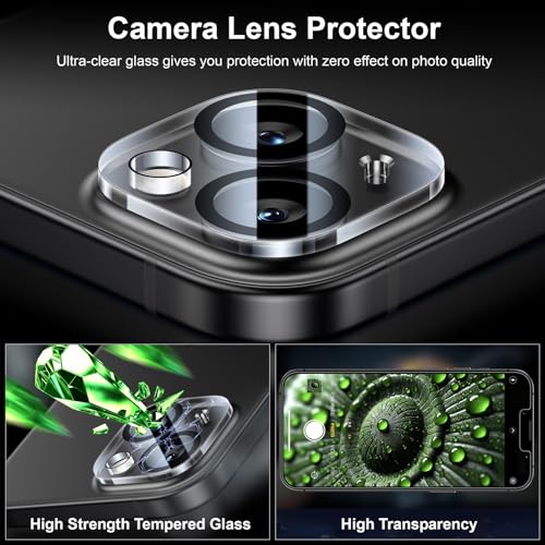 Image of Esanik [2+2 Pack for iPhone 14 Privacy Screen Protector - Anti-Spy Tempered Glass & Camera Lens Cover, Military-Grade 9H Hardness, Anti-Scratch, Flawless Fit Tray