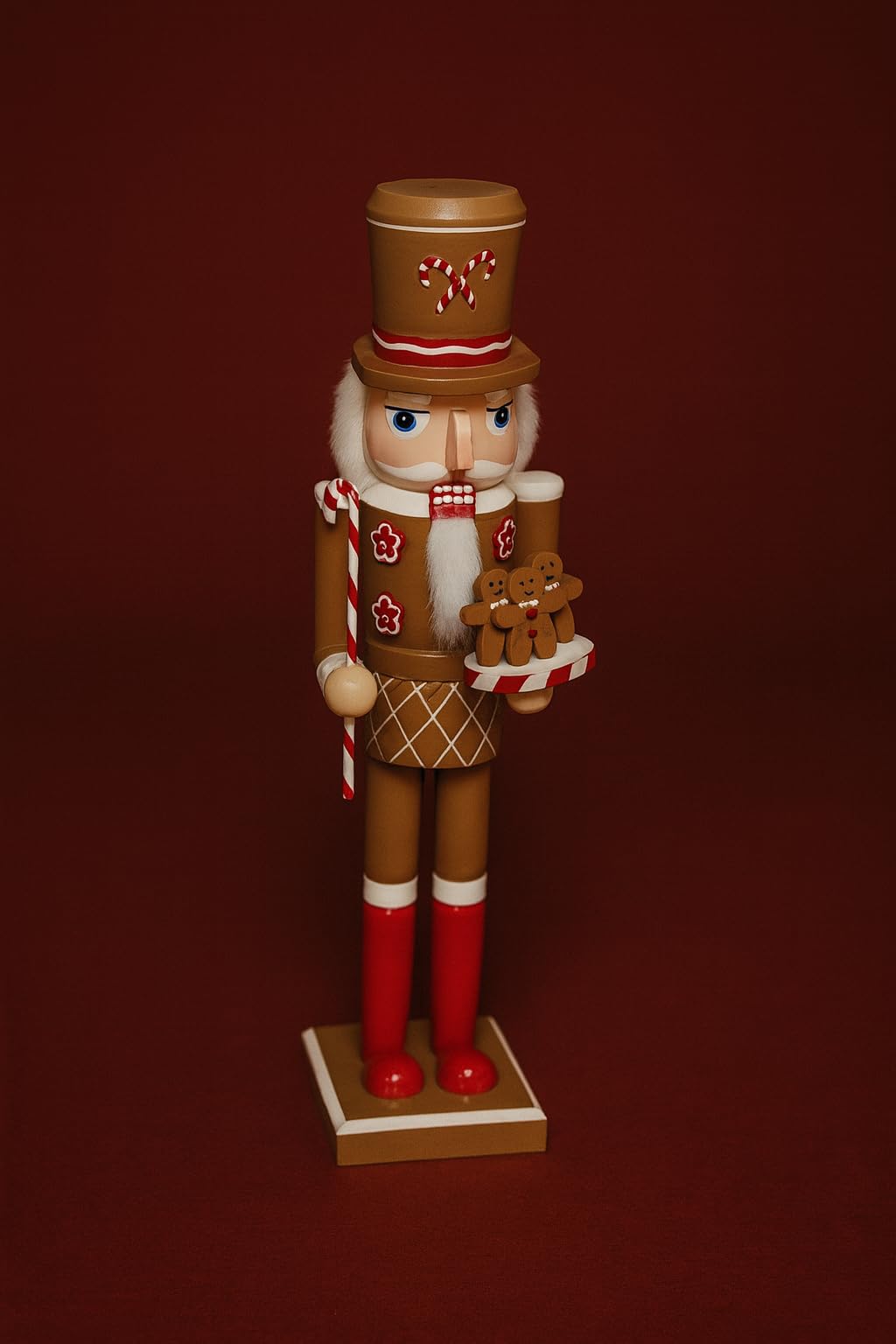 KAROLINE&CO. Cascanuez de Madera 50 cm con bastón – Figura navideña Premium para Decoracion Navidad, Adornos Navidad y Christmas Decorations – Ideal para Navidad decoración