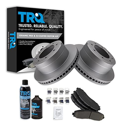 Image of TRQ Rear Brake Pad & Rotor Kit, with Chemical Kit Ceramic Premium G-Coated Compatible with 2013-2019 Ford F-250 Super Duty F-350 Super Duty