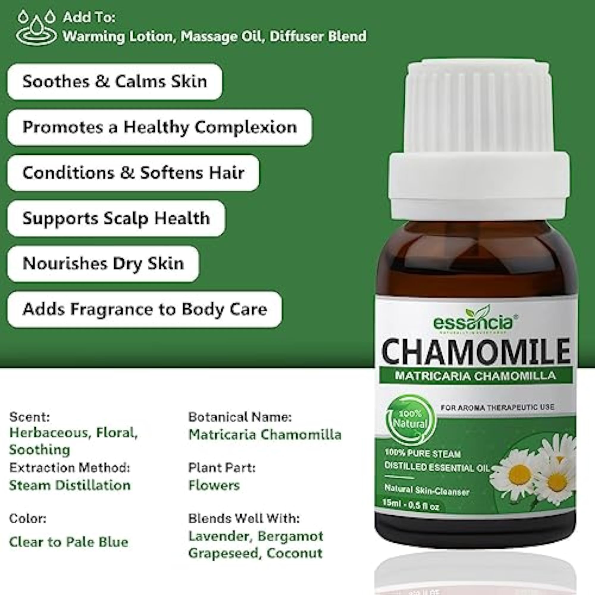 Chamomile Essential Oil for Relaxation & Skin Care