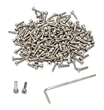 iexcell 100 Pcs M2 x 8mm Thread Pitch 0.4 mm Stainless Steel 304 Hex Socket Head Cap Screws Bolts, Bright Finish, with Hex Key Spanner