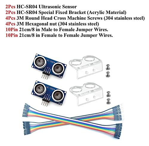 Image of WWZMDiB 2 Pcs HC-SR04 Ultrasonic Sensor Module Compatible with for Arduino R3 MEGA Mega2560 Duemilanove Nano Robot XBee ZigBee (2 Pcs HC-SR04 Ultrasonic Sensor)