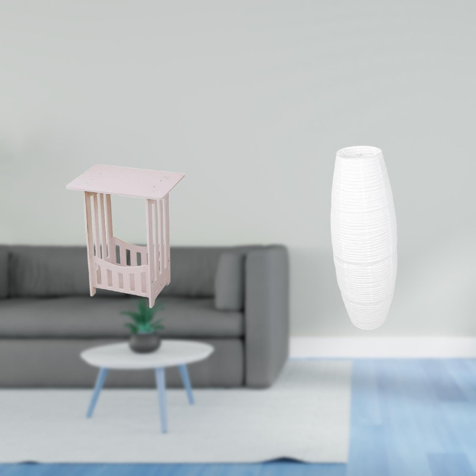 Enakshi® Practical Bedside Table with Simple Lampshade Floor Lamp Paper Light Bulb Cage Guard for Hotel Cafe Lounge Room Balcony Household|Home & Garden | Furniture | Tables-image-35