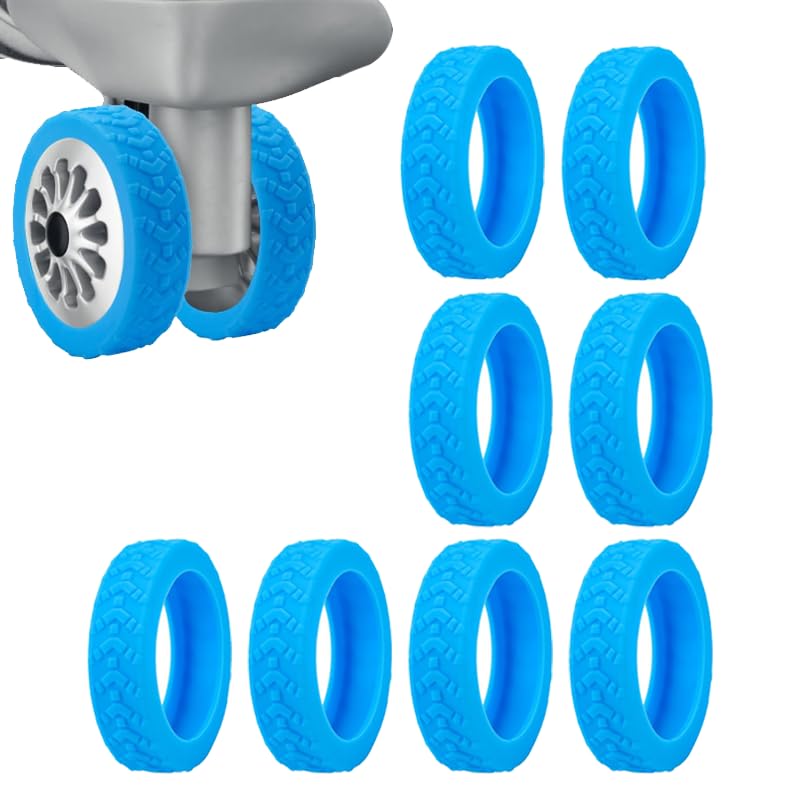 JEXOWIQ 8 Pcs Roues De Bagages Housse Silicone, Housses De Roue De Bagages, Réduction Des Vibrations Sonores, Pour La Plupart Des Bagages à 8 Roulettes/Protection Pour Roulettes De Chaise