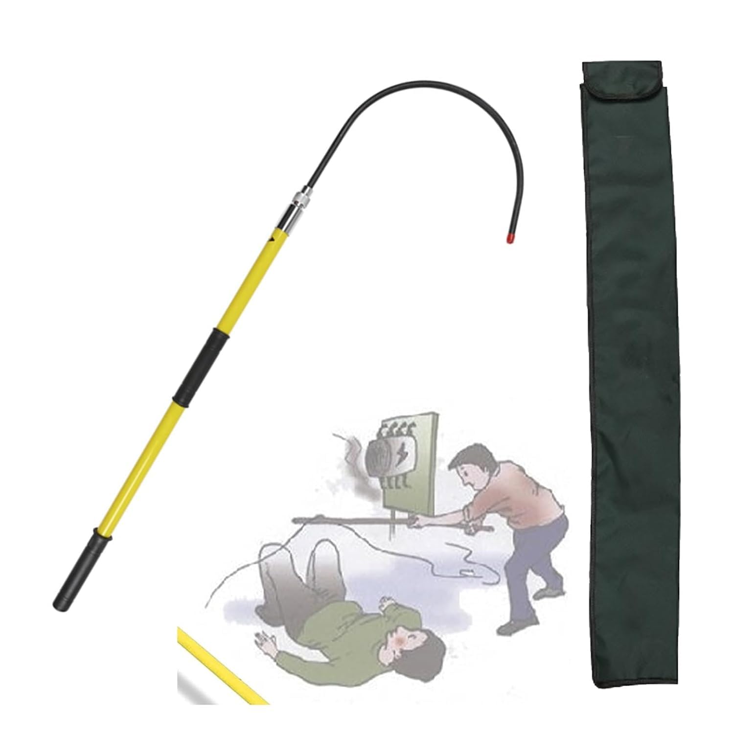Scala di Salvataggio Ganci di Salvataggio con Impugnatura isolata Leggera, Asta tiro salvavita for Strumenti Sicurezza in Fibra Vetro Lunga 1 m,5 2 3(1m/3.3ft)