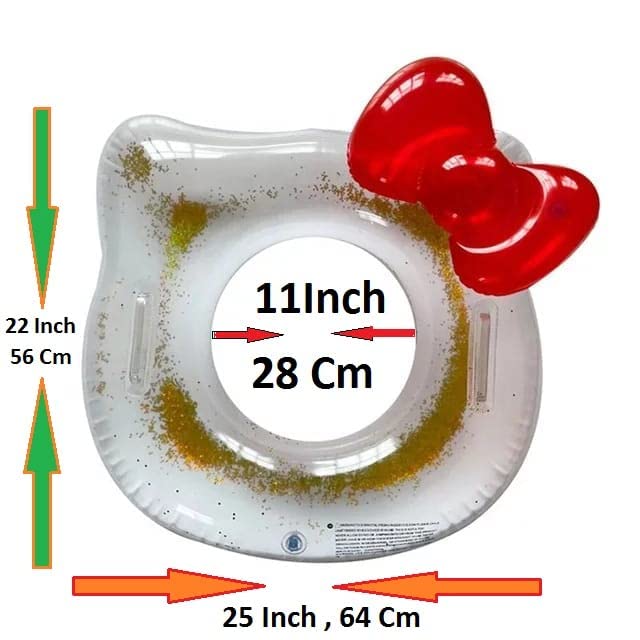 Anadi Swim Ring for Kids Inflatable Durable Pool Float, Cartoon Cat Shaped Swimming Float Tube Ring 64cm with Multi Color 3