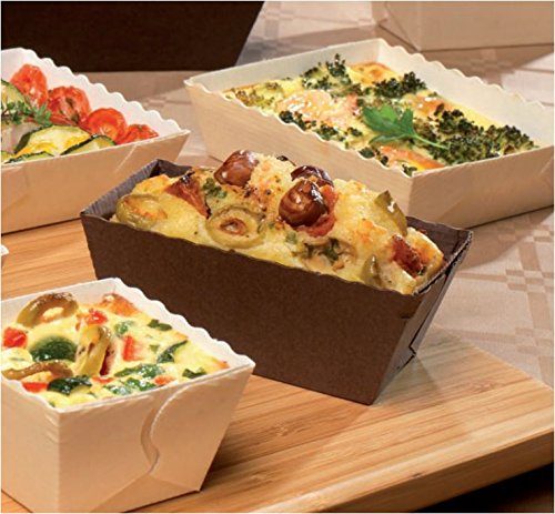 Pastry Chef's Boutique Easy Bake Paper Mini Loaf Pans - Small Rectangle Loaf 3 1/8'' x 1 9/16''x 1 5/8''- Brown - 25pcs