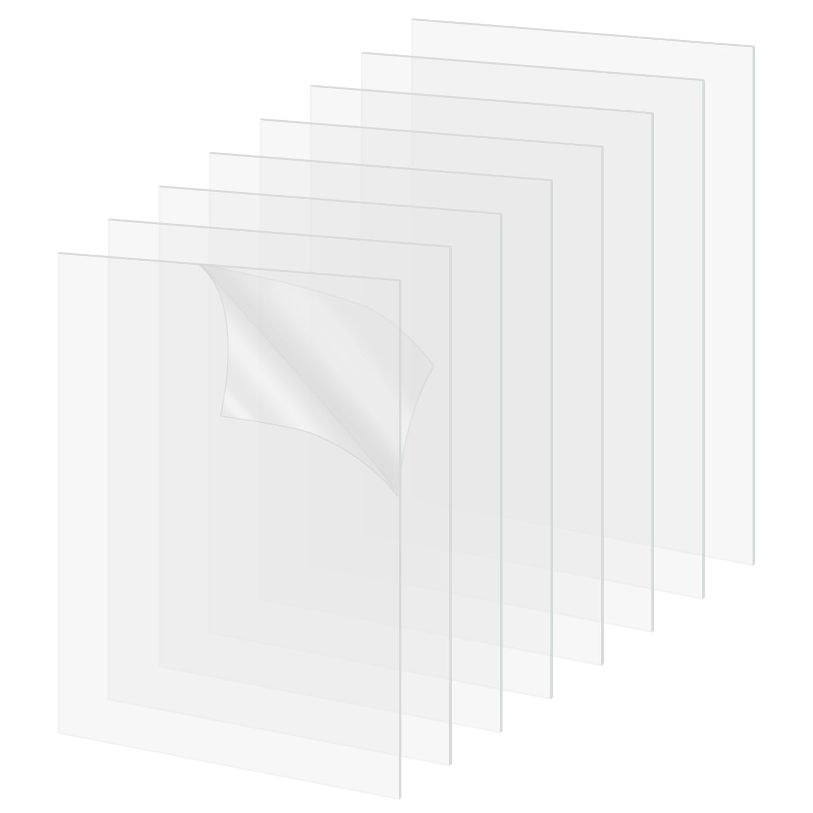 Yivioep 8 Pcs Clear ABS Plastic Sheet for Crafts, 0.5mm Thick Transparent Thin Plastic Borad, Flexible Cuttable Bendable DIY Plastic Sheets for Protecting Coloring Modeling (8" X 12" X 0.02")