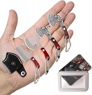 MOVNO Mini Pocket Knife Set Damascus Mini Utility Knife, Tiny Chef Knife with Sheath Cleaver for Package Opener Box Cutte...