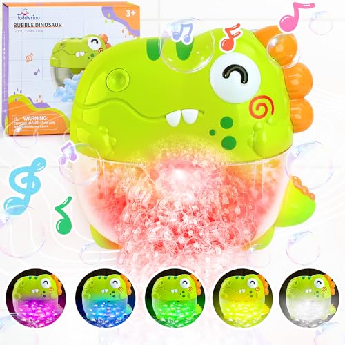 Image of Toddlerino Bubble Bath Toys - Dinosaur Bath Toys with Sound & Lights, No Mold Baby Bath Toys for Toddlers, Automatic Bath Bubble Machine Bath Tub Toys Bath Bubble Maker Shower Toys for Infants Kids