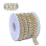 3 Rows Crystal Rhinestone Close Chain Trimming Claw Chain,Crystal Bead Chain for Sewing Craft DIY Je