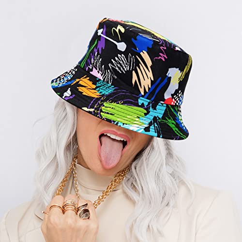 90S Bucket Hat 80S Hip Hop Hat For Men Women Summer Beach Fishing Hat Packable Outdoor Sun Fisherman Hat (Style 3) #TOP5