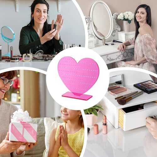 Présentoir à boucles d'oreilles cœur en acrylique pour commode