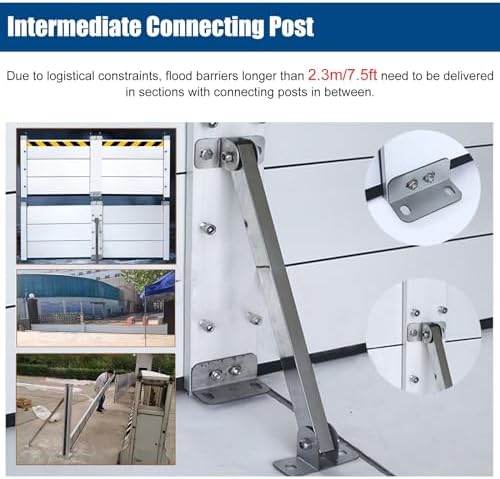 Extra Tall Flood Barrier - Weatherproof Metal Threshold Kit with Sealing Strip for Garage & Basement - Effective Water Protection Stopper Baffle (L90cm, H180cm)