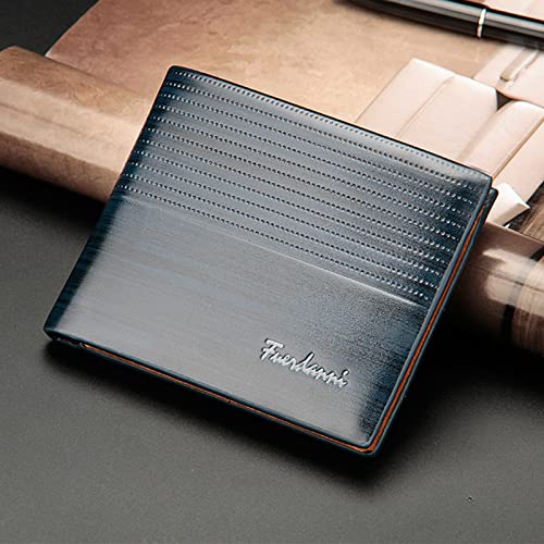 Front Pocket Minimalist Leather Slim Wallet RFID Blocking Medium Size Father Day Wallet Men Wallet (Blue, One Size)3