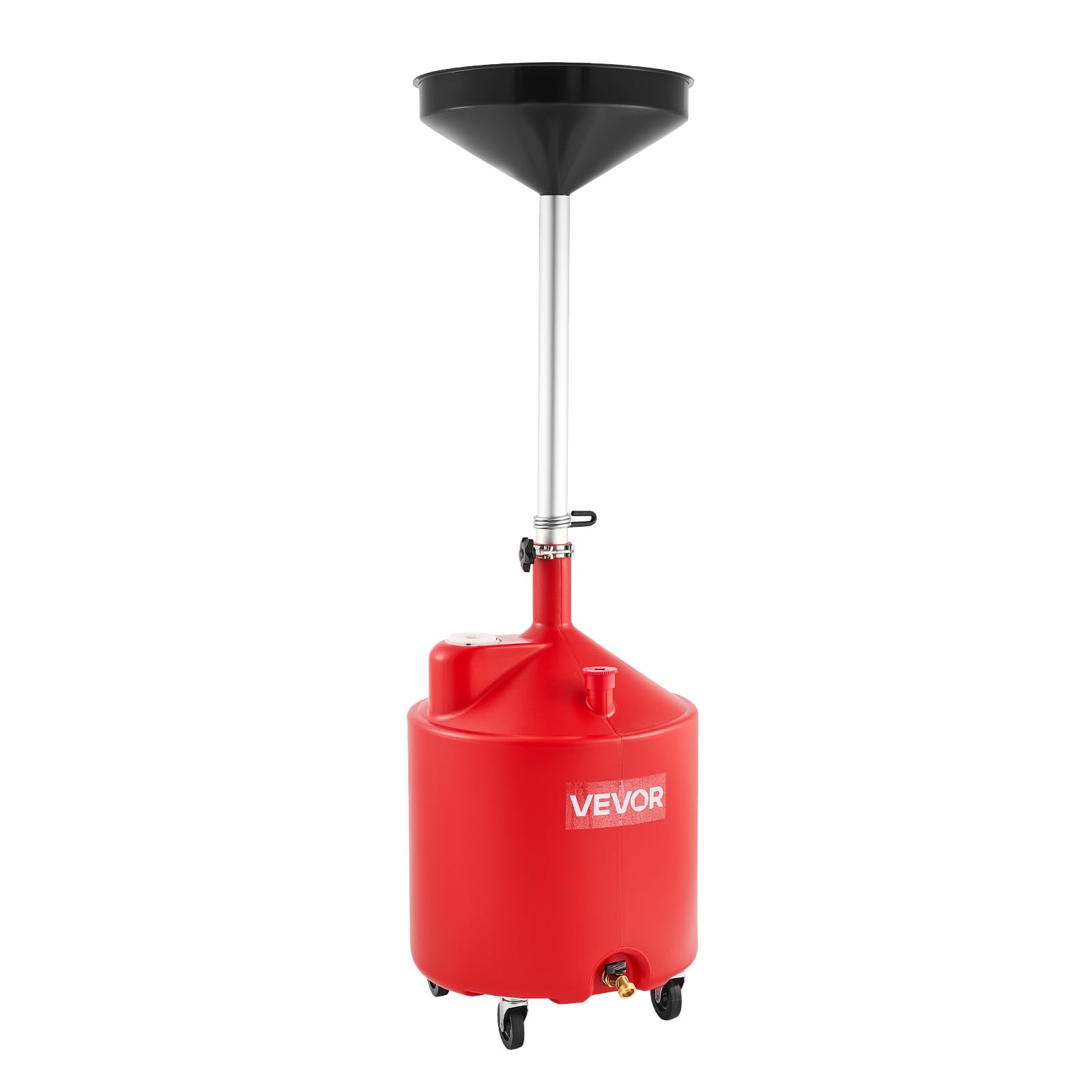 VEVOR Tanque de Drenaje de Aceite Usado, Drenaje de Aceite Portátil de Plástico de 68 L con Embudo Ajustable y Ruedas, Drenador de Combustible para Taller de Reparación de Coches, Industria, Rojo