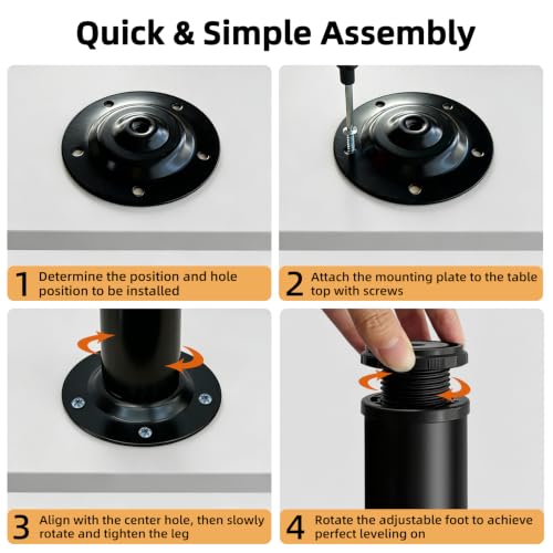 Image of QLLY 29.5 inch / 75cm Adjustable Metal Desk Legs, Heavy Duty Furniture Table Legs with 1 inch Leveling Adjustment for DIY Office Desk, Workbench, Dining Table, Set of 4 (Black)