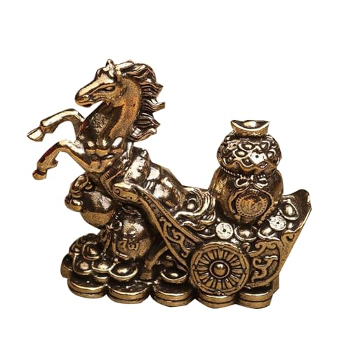 LONDAEE Bolsas de cobre dibujadas por caballos de fu, pieza de mango de mano, decoración de escritorio, adorno pequeño