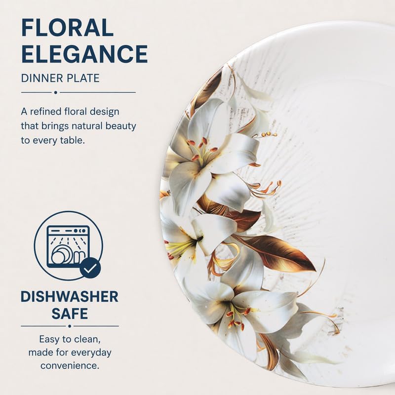 Image of Golden Fish Melamine Dinner Plates Set of 6 for Serving - Full Size, Curved, Vintage Design, Break Resistant for Home, Kitchen, Restaurant, Party (11 inch)