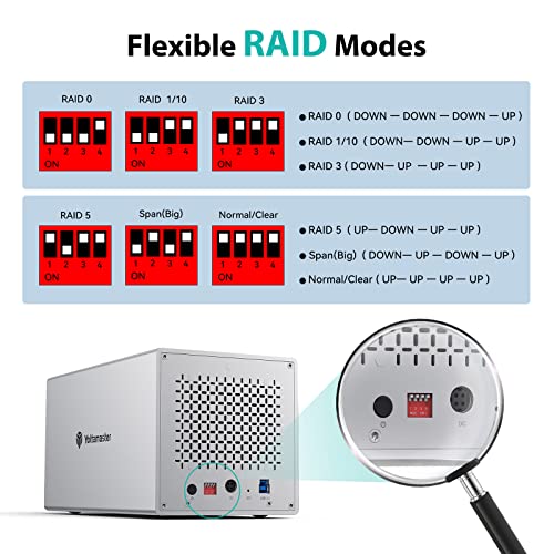 Yottamaster 4 Bay Raid Enclosure,Aluminum 4 Bay 2.5/3.5 Inch Usb3.0 Raid External Hdd Array Enclosure Sata3.0 Support 4 X 16Tb & Uasp,Mac Style Designed For Personal Storage At Home&Office #TOP2