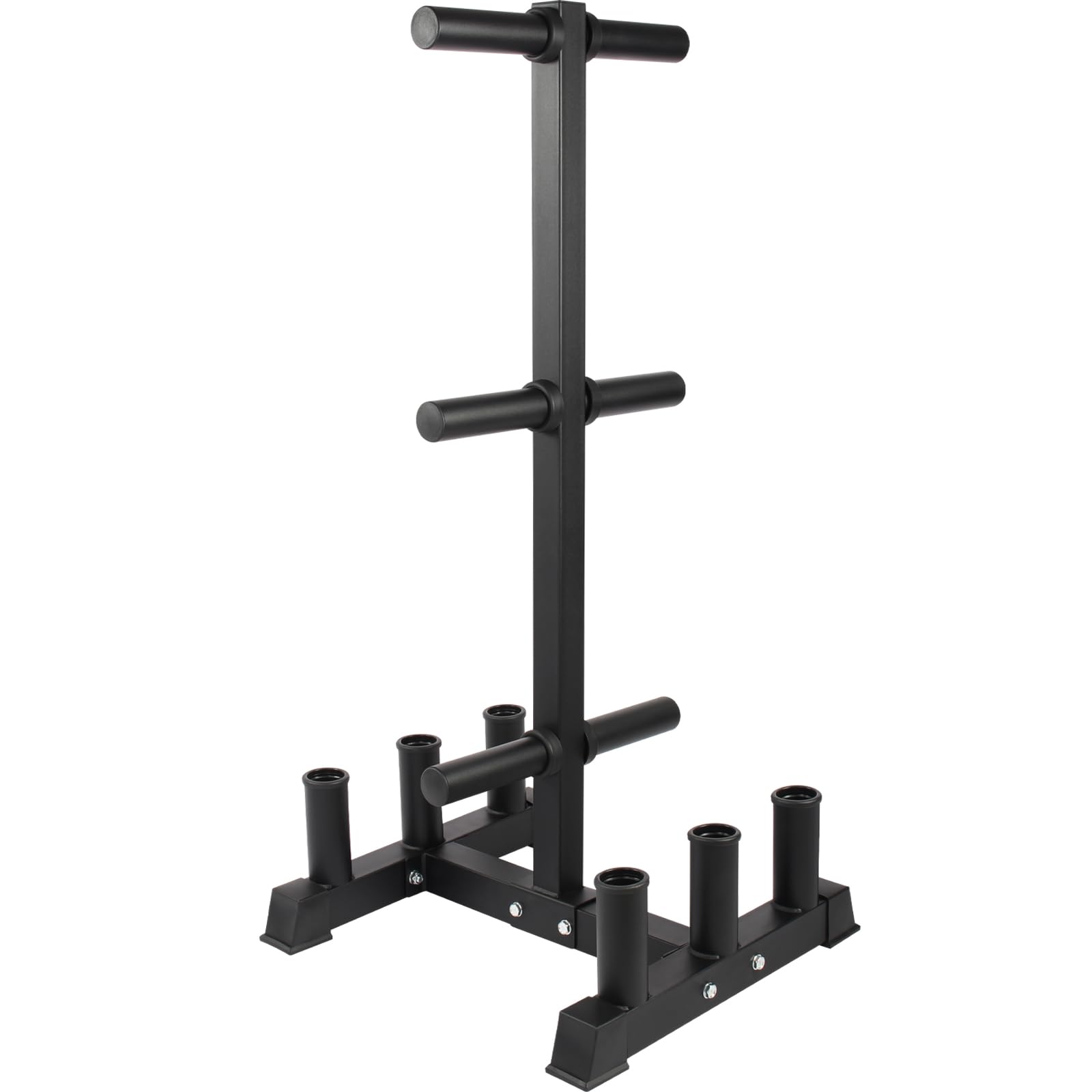 RICHUANG Olympic Weight Plate Rack for Bumper Plate Storage, 2 Inch Weight Plate Tree and Barbell Holder for Home Gym, 4-Pegs 6-Pegs Olympic Weight Tree, Capable of Holding Up to 880LB