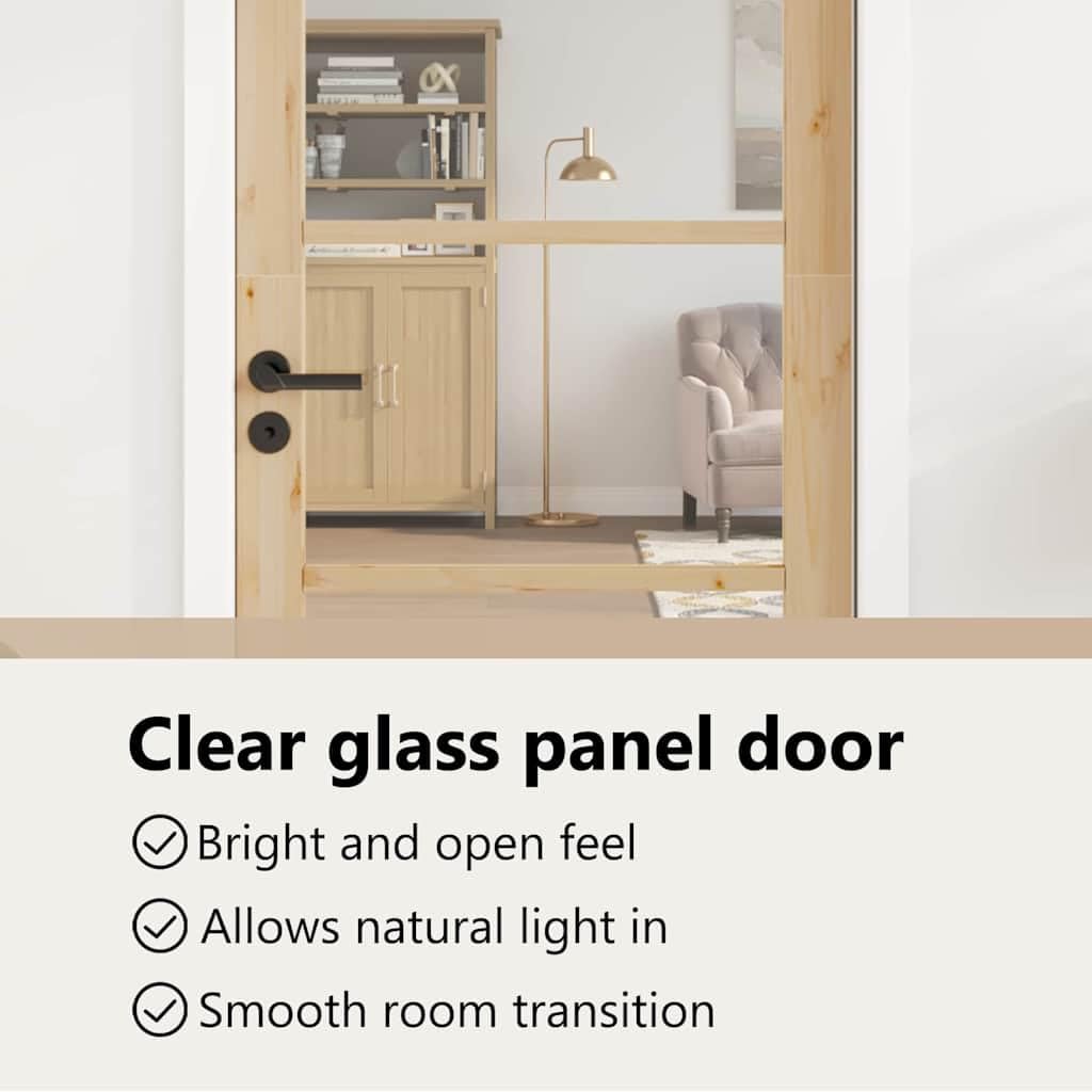 porte intérieure avec verre ORKDAL 83x211x4 cm en bois de pin massif