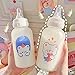 JHTPSLR Strawberry Bear Glass Sippy 11oz Kawaii Drinking Bottle for Adults Sports Office Cute Frosted Borosilicate Portable Water Jug (D)