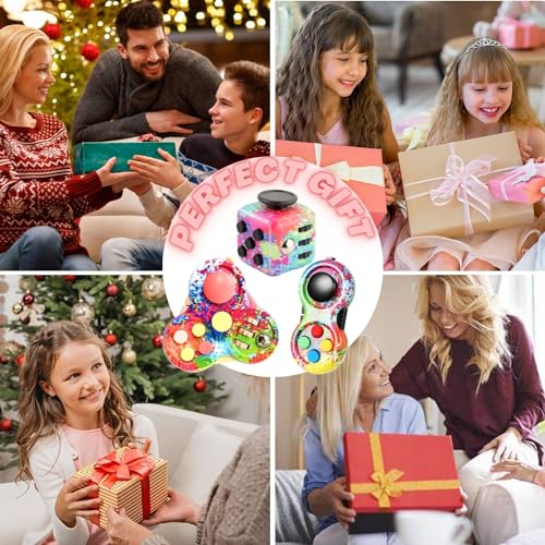 Steemjoey 3Pcs Anti-Stress Würfel Spielzeug, Fidget Toy Cube, Fidget Pad Controller zum Stressaubbau bei Nervösität für ADD, ADHS, Autismus, Teenager, Kinder, Erwachsene (Farbe)