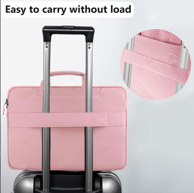 Image of Hseok Laptop Shoulder Bag 15 15.6 16 Inch Briefcase,Compatible MacBook Pro /Neo 16 inch,MacBook Air /Pro 15,XPS 15 /16 and most 15.6-16 and Most 15-16 Notebooks,Spill-Resistant Handbag,Pink