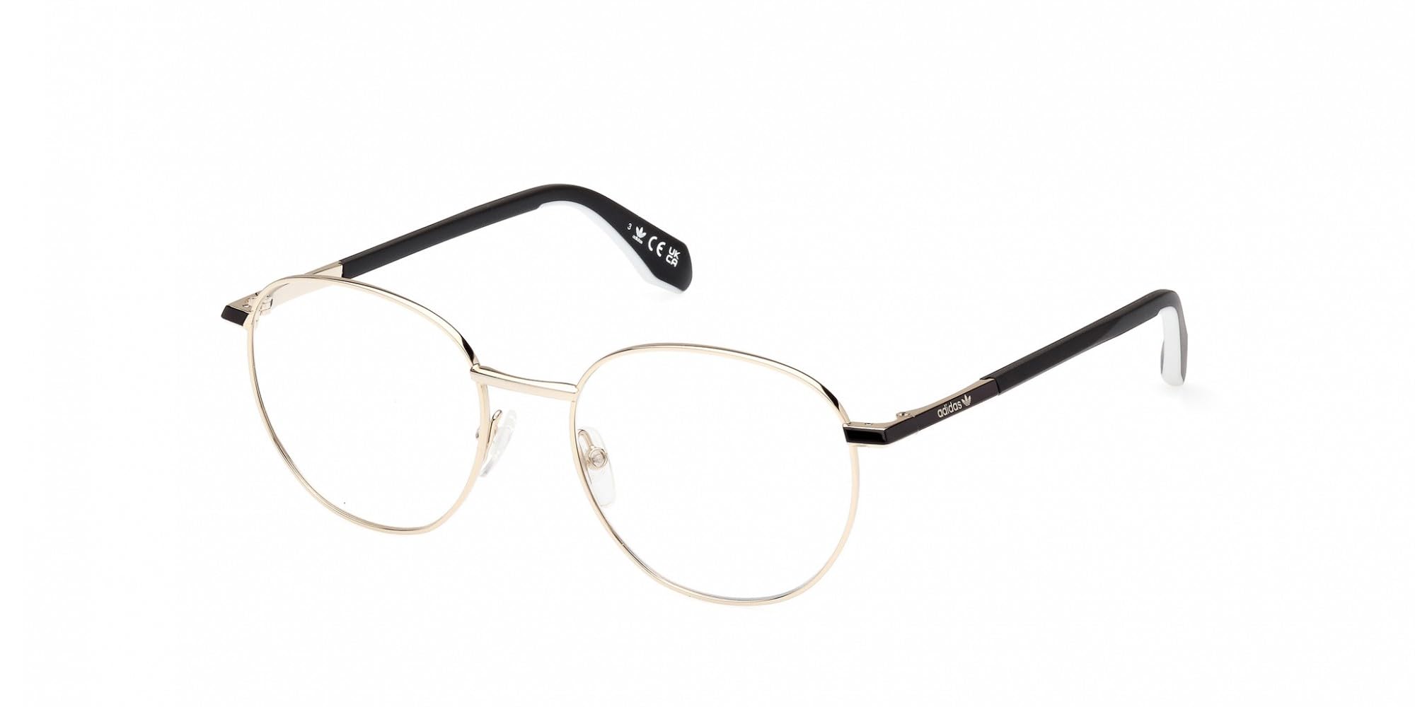 adidas Originals Brille mit Sehstärke für Unisex optional mit Sonnenbrillentönung oder Blaulichtfilter, Rund, gefertigt aus Metall, Modell: OR5071 (inklusive Brillenetui)