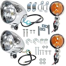 LABLT Motorcycle Chrome Passing Driving Spot Fog Light Turn Signal Light Set Replacement for Most Motorcycle