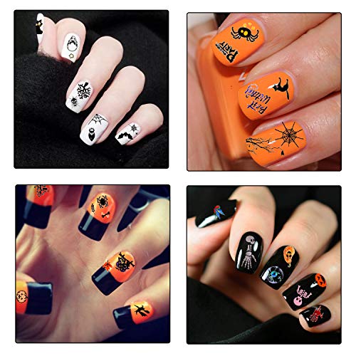 Konsait 900+Pcs Halloween Nail Stickers, Self-Adhesive 3D Halloween Nail Art Stickers Mixed Styles Nail Decals For Woman Girls Kids Halloween Party Favors Decorations Nail Applique Diy Supplies #TOP4