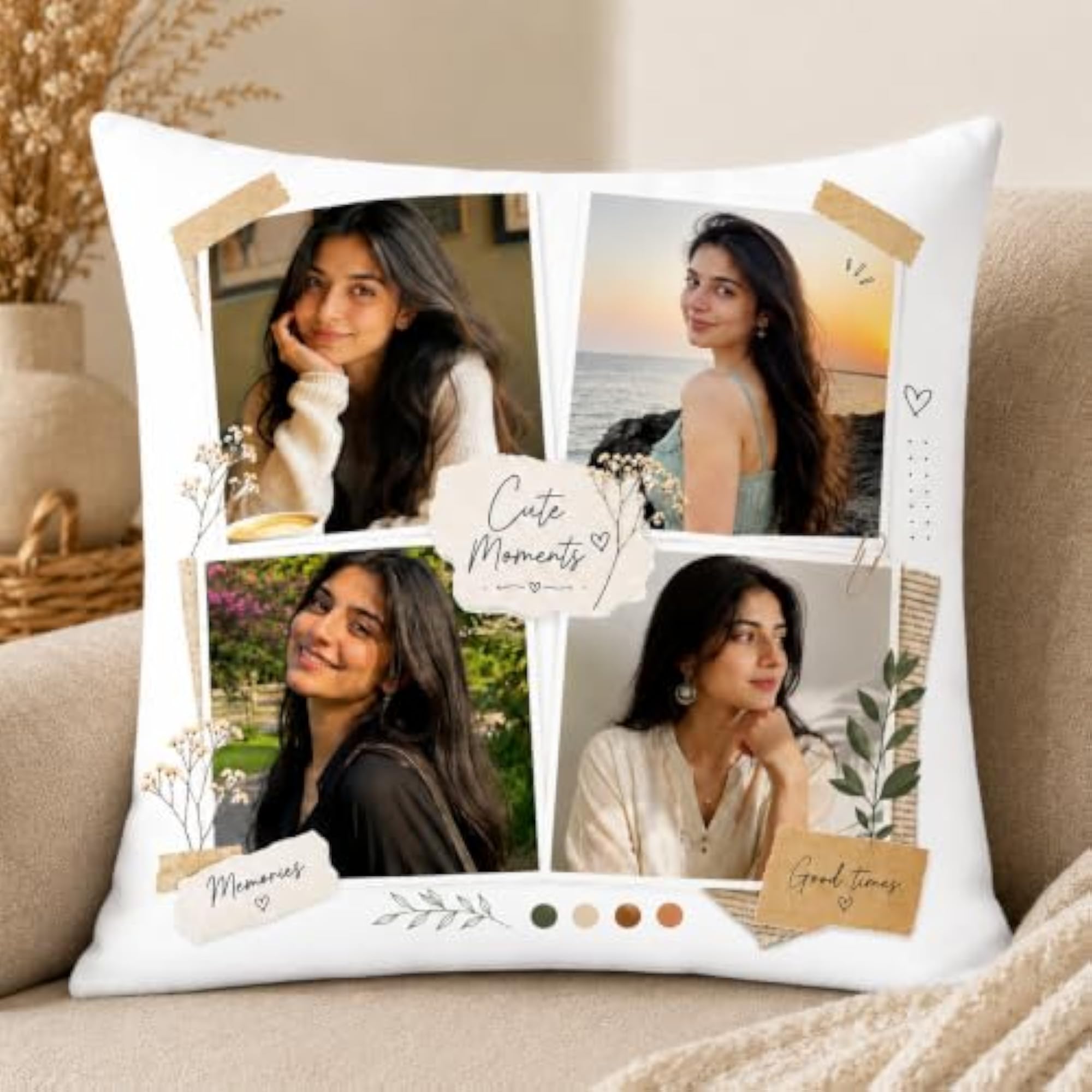Personalized Photo Pillow, Custom Satin Cushion with Filler