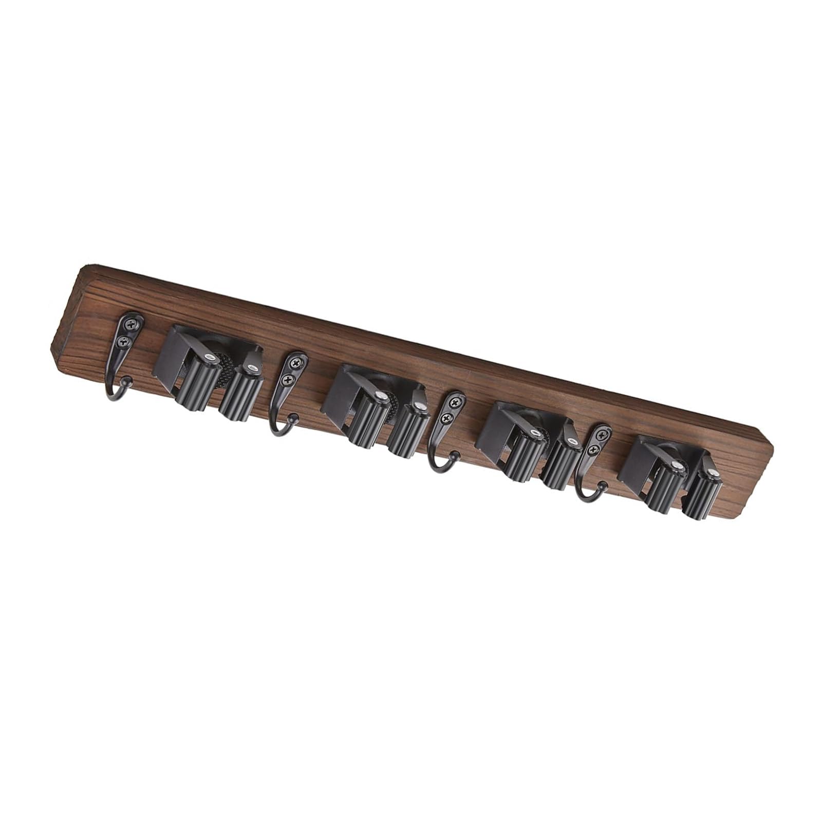 Buxuaaaa Natural Wood Broom Rack Wall Mount Sturdy Vertical Storage for Mops, Brooms Tools Wall Mounted Wood Broom Holder