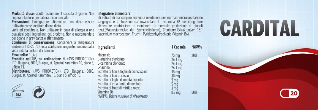 Integratore alimentare con L-Carnitina, Arginina, Magnesio e Vitamina B6 (5)