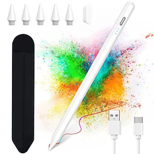 Apple Pencil for iPad 10th Generation, Stylus Pen for iPad (9/8/7/6) th Gen, iPad Pro Pencil Rechargeable, Palm Rejection - High Sensitivity with 5 replaceable Pen tips, for All iPads in 2018-2024
