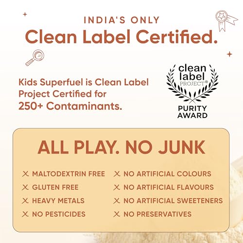 Image of Wellbeing Nutrition Kids Superfuel 7+years |Zero Added Sugar |9g Milk Protein Isolate, 23 Vitamins & Minerals, 100mg DHA, 3g Fiber, Probiotics |Height Growth, Immunity & Brain| Chocolate, Nutrition Drink Powder, 33g (33 grams, Creamy Vanilla)