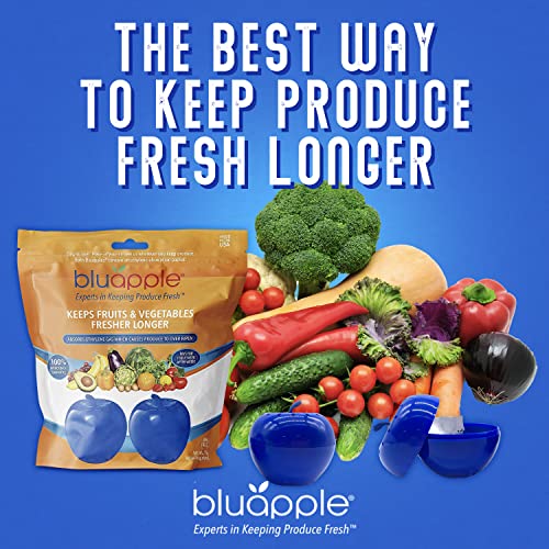 Bluapple Produce Saver 2-Pack - Keeps Fruits & Vegetables Fresh Longer In Refrigerator Crisper, Shelves, And Fruit Bowls, Lasts Up To 3 Months, Ethylene Gas Absorber, Bpa Free, Made In Usa #TOP1