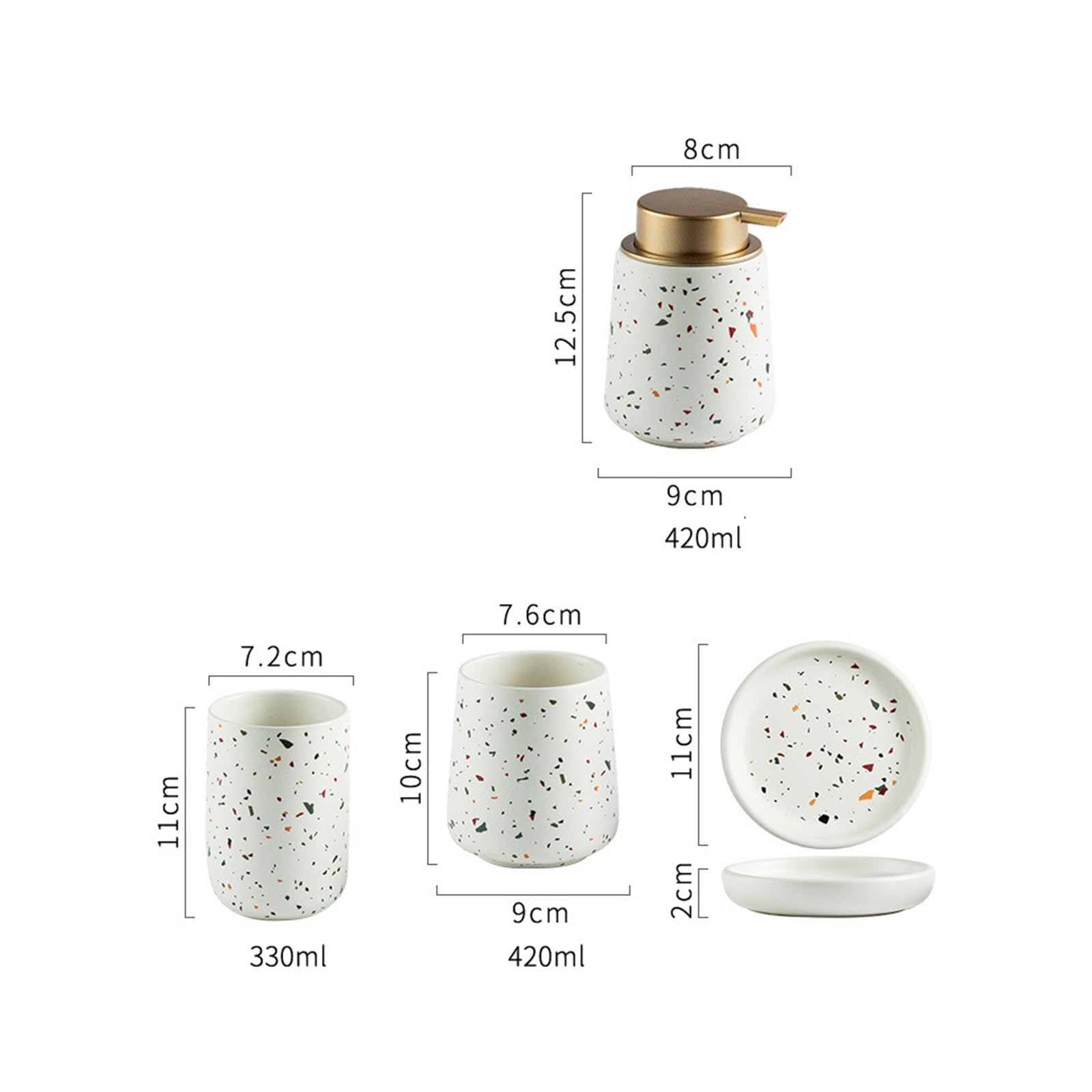 Dozownik mydła 3-częściowy ceramiczny dozownik mydła łazienkowego z butelką pompką, kubkiem do płukania ust i mydelniczką