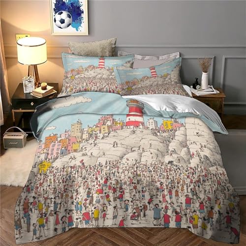 Housse de couette Phare 3D imprimé microfibre anti-tache drap de couette Super King