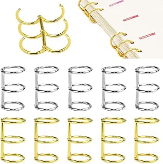GIRAFEDA 10 PCS Loose Leaf Rings Metal Binder Rings 3 Ring Binder Clips Loose Leaf Ring Snap Split Hinged Binder Loose Leaf Ring Binder for Notebook Diary Photo Album DIY (Silver and Gold)