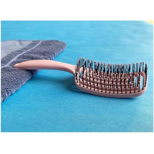 Image of Curved Vented Hair Brush for Fast Blow Drying, Professional Detangling Styling Brush for Wet & Dry Curly, Thick, Straight Hair for Women & Men (pink)