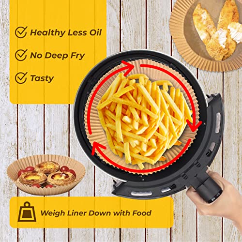 Dirrectliines 220 Pcs Large Air Fryer Disposable Paper Liner 7.9 Inch, 100 Disposable Gloves, 7 Inch Kitchen Tong, Parchment Paper For Baking And Roasting, Unbleached And Oil Proof, Brown, Aifrdpl #TOP5