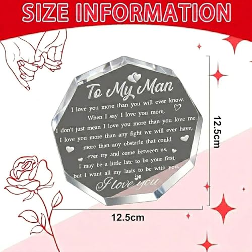 Image of DIGI ARTS To My Man Acrylic Plaque Gifts for Husband from Wife, Birthday Gift for Boyfriend, Romantic Gift for Him, Bf, Fiance, Fathers Day, Christmas | Tabletop, Art Deco Style