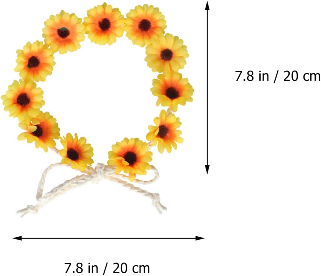 Uonlytech 8Pcs Sunflower Wreath Headband Summer Sunflower Crown Sunflower Hair Band Daisy Hair Wreath for Girls Women - Image 3