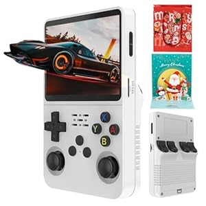 R36s Handheld Game Console, 3.5 Inch IPS Screen Retro Handheld Game Console with 128g TF, Video Games Consoles with 3000mah Battery, Built-in 12000+ Classic Games for Adults Kids(White-64G)